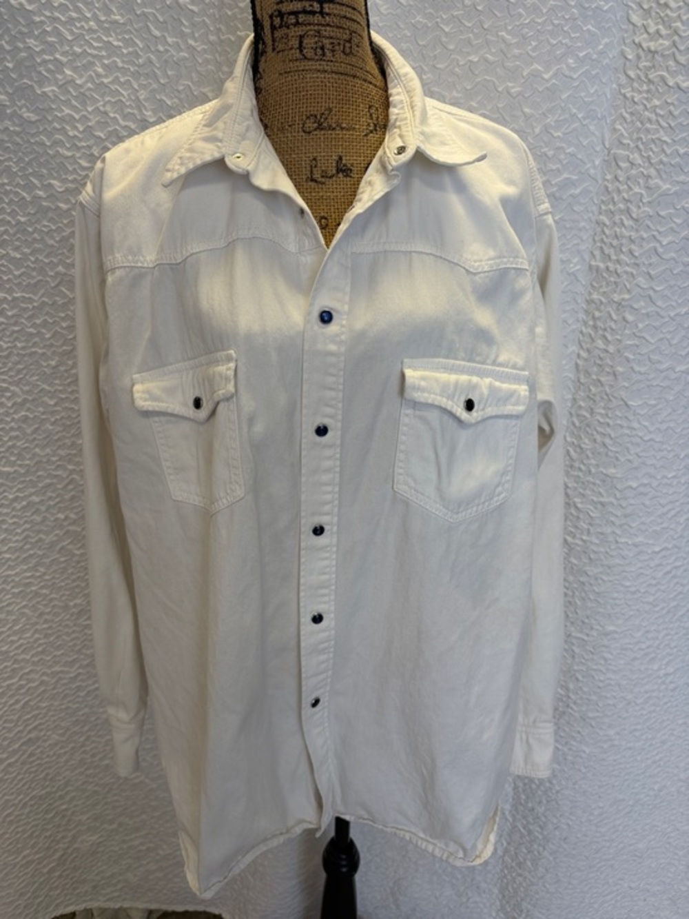 Vintage Schaefer Outfitters Men's Cream/White Western/Range/Work Shirt